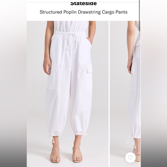 Stateside White Poplin Drawstring Cargo Pants XS - Picture 1 of 3